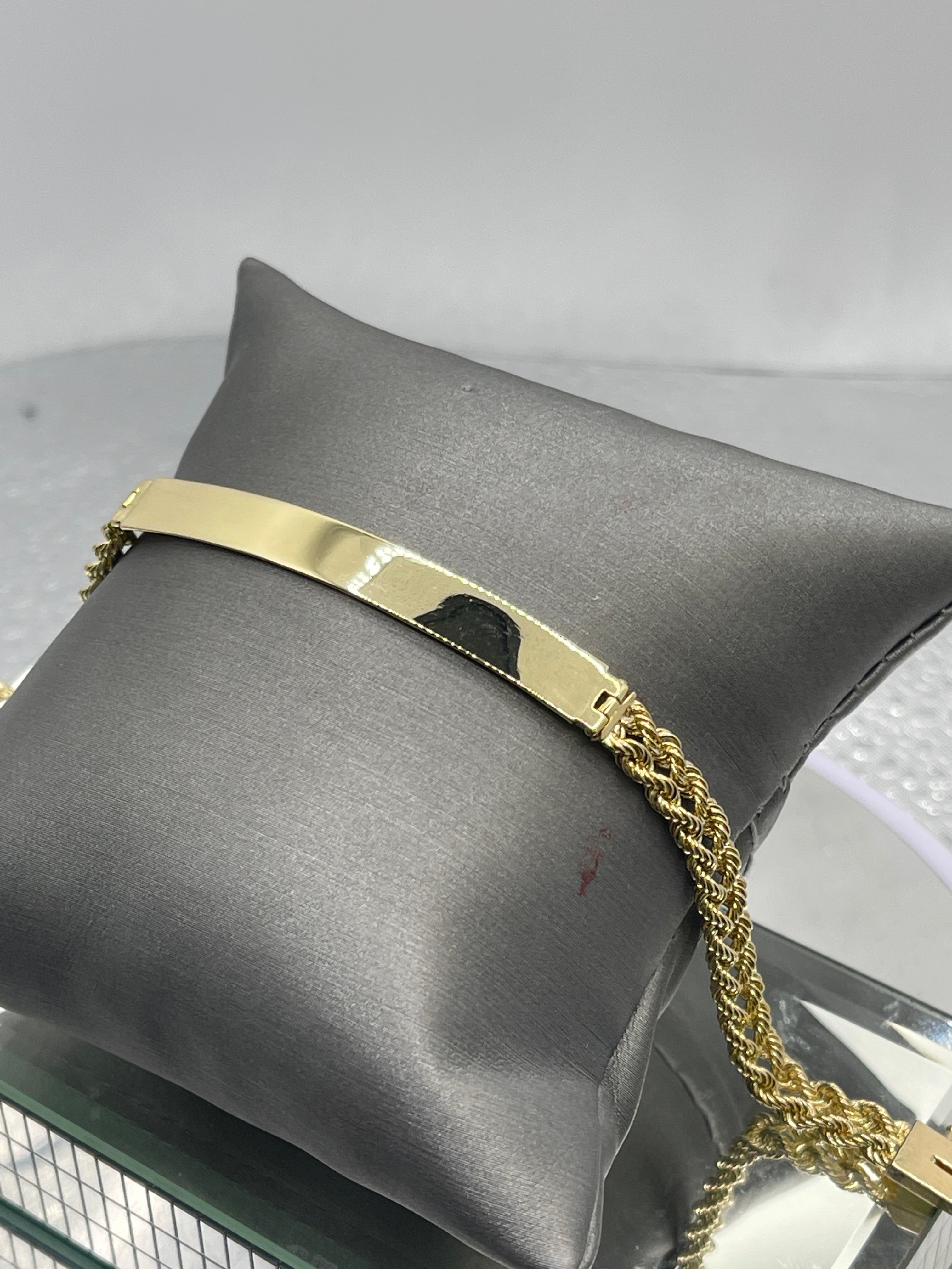 Gold Paper Clip Custom Engraved Bracelet for Her 2 Tags