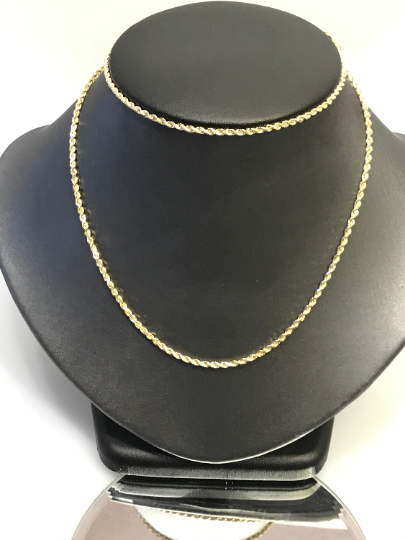 Rope Chain Necklace / 14K Solid Gold Rope Chain 3,5mm / Twisted Chain Necklace / Rope Gold Chain / Diamond Cut Rope Necklace / Twisted Chain